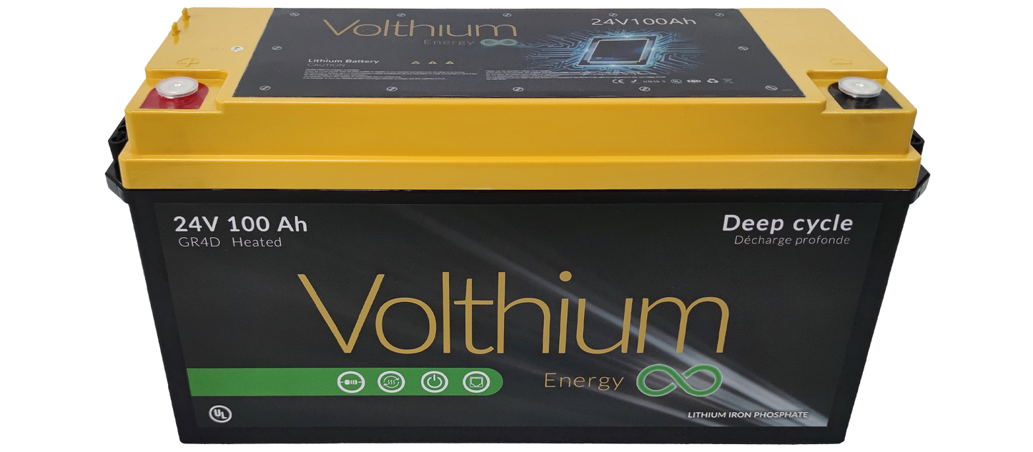 Batterie au lithium 25.6V 100Ah avec Soft-Start et bouton On/Off de Volthium - Sans option