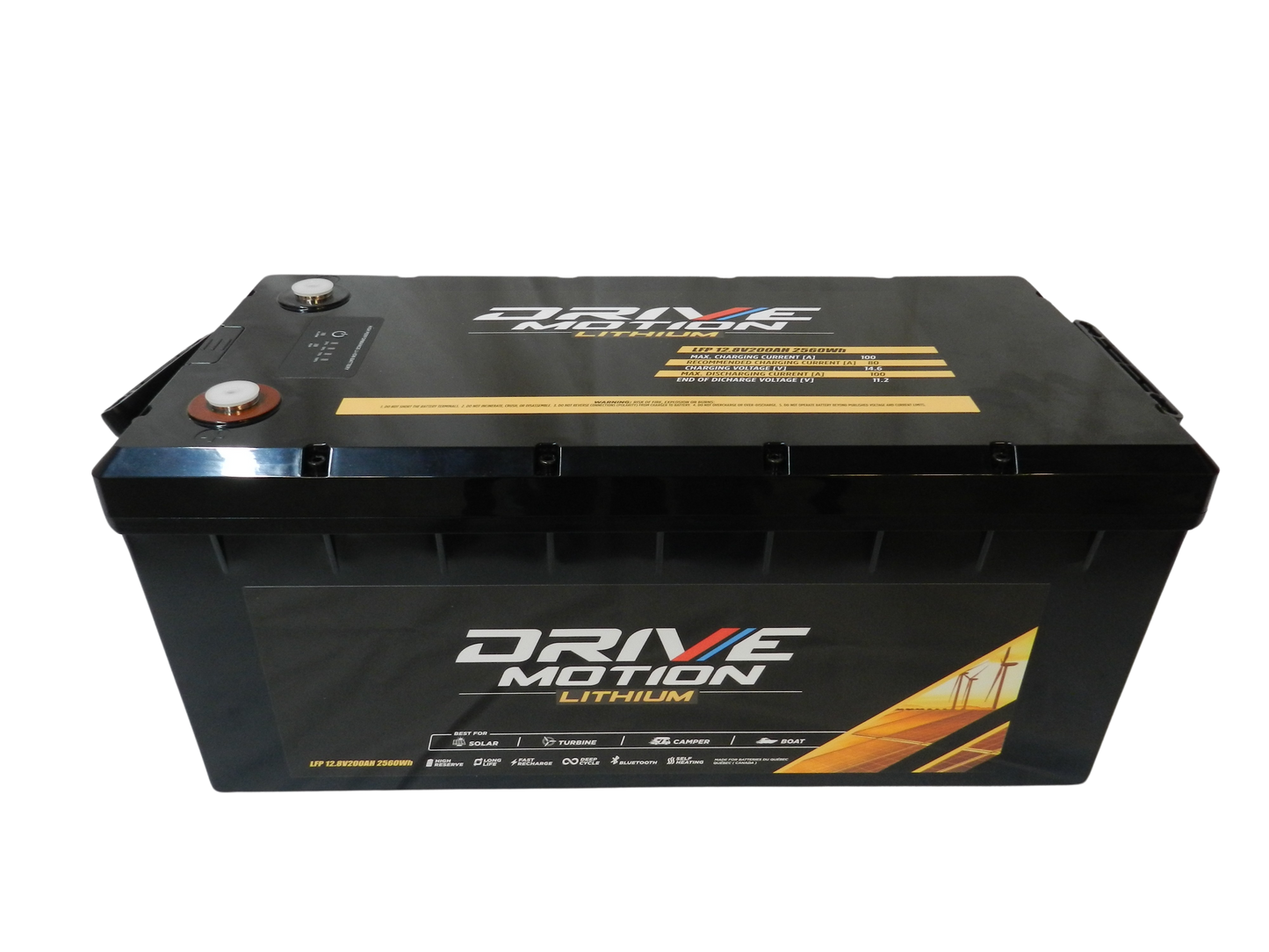 Batterie au lithium 12V 200Ah Bluetooth et autochauffante de DriveMotion