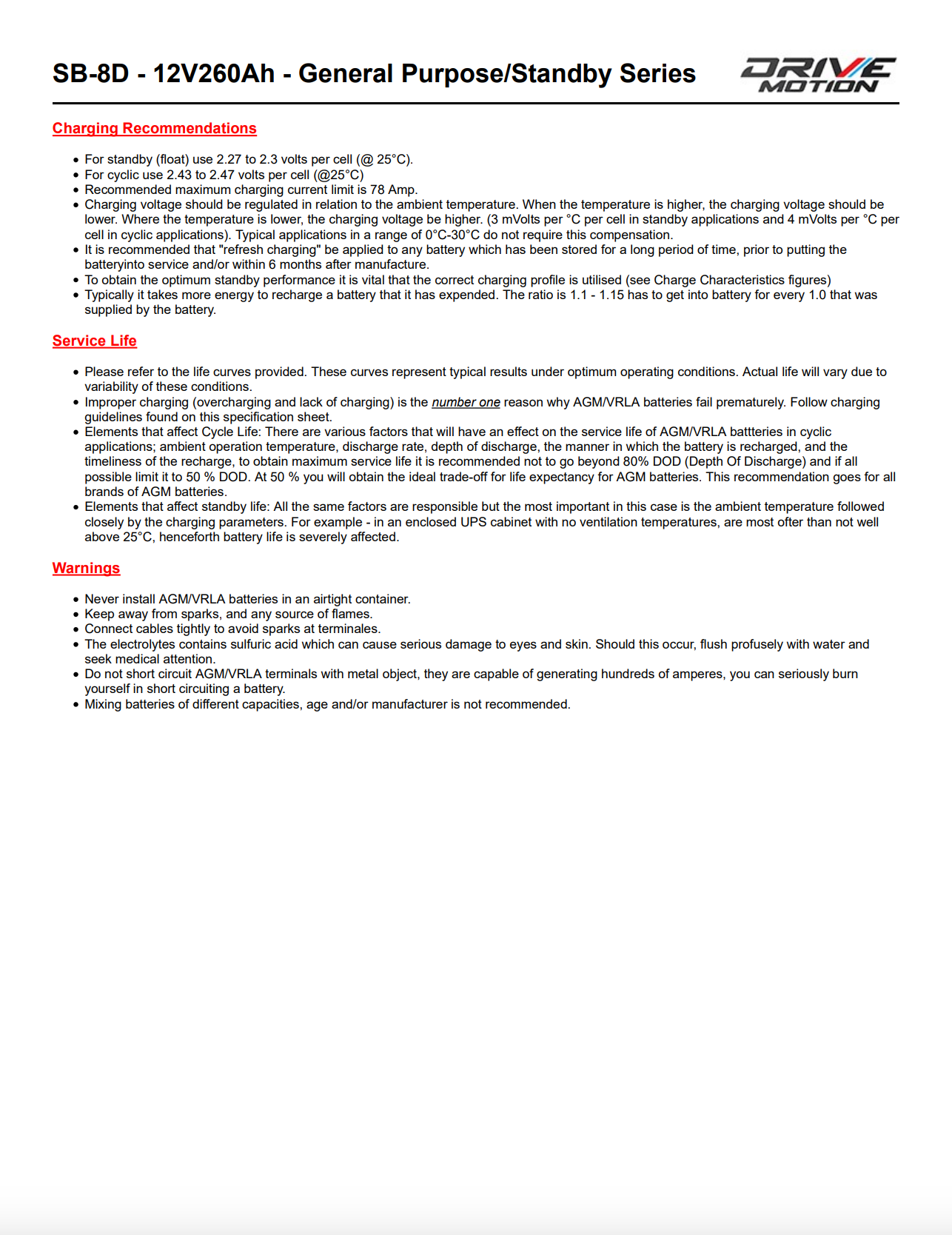 BATTERIE DRIVEMOTION SB8D