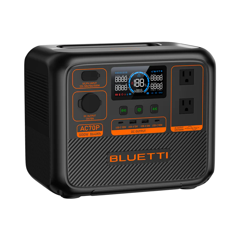 Station d’énergie portative BLUETTI AC70P – 1 000W / 864Wh